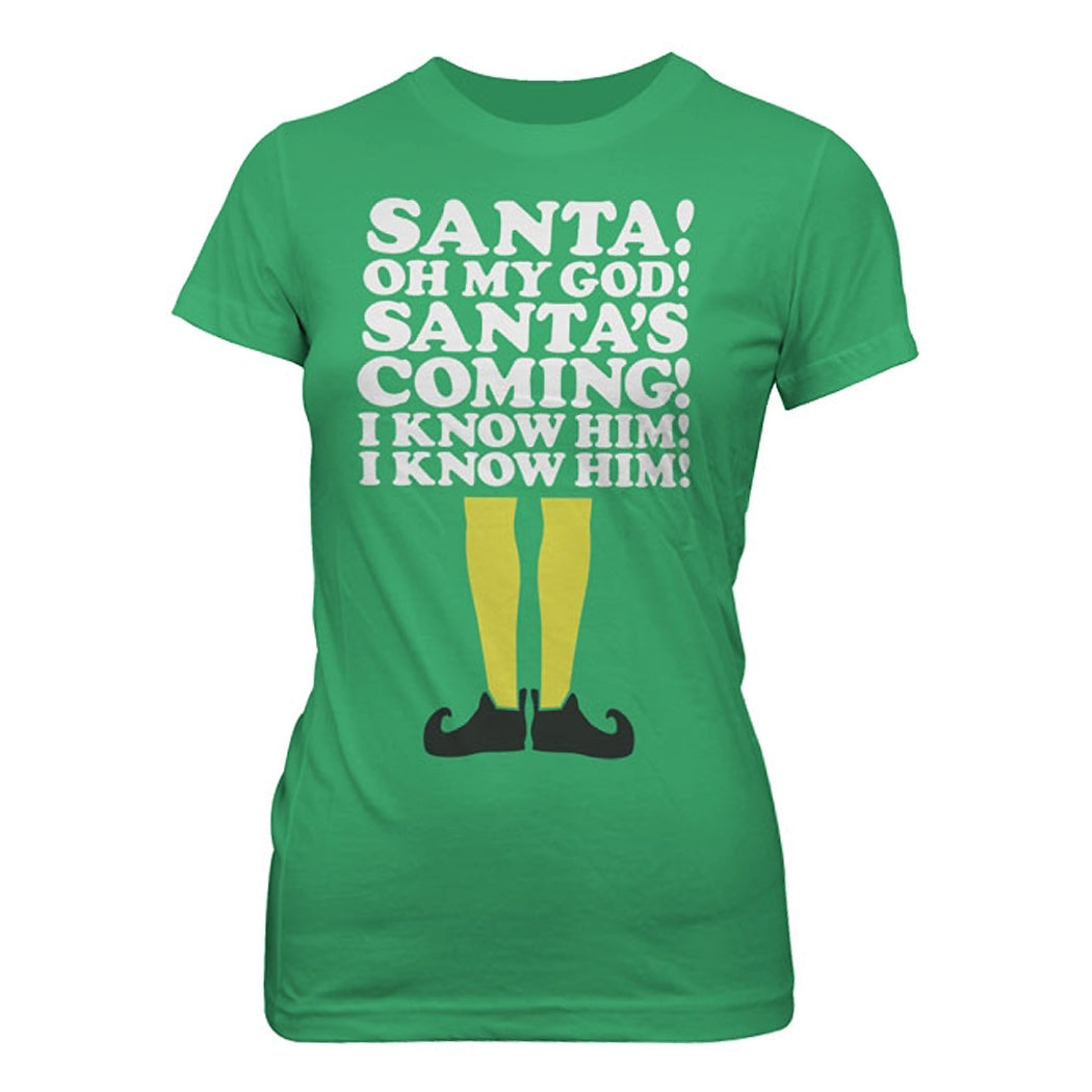 Elf Santa's Coming! Junior Ladies T-Shirt product image 1