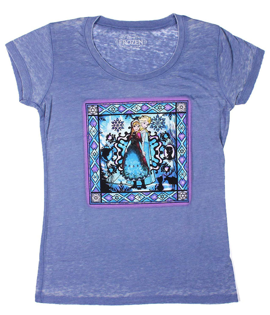 Frozen Anna and Elsa Stained Glass Sheer Burnout Junior product image 1