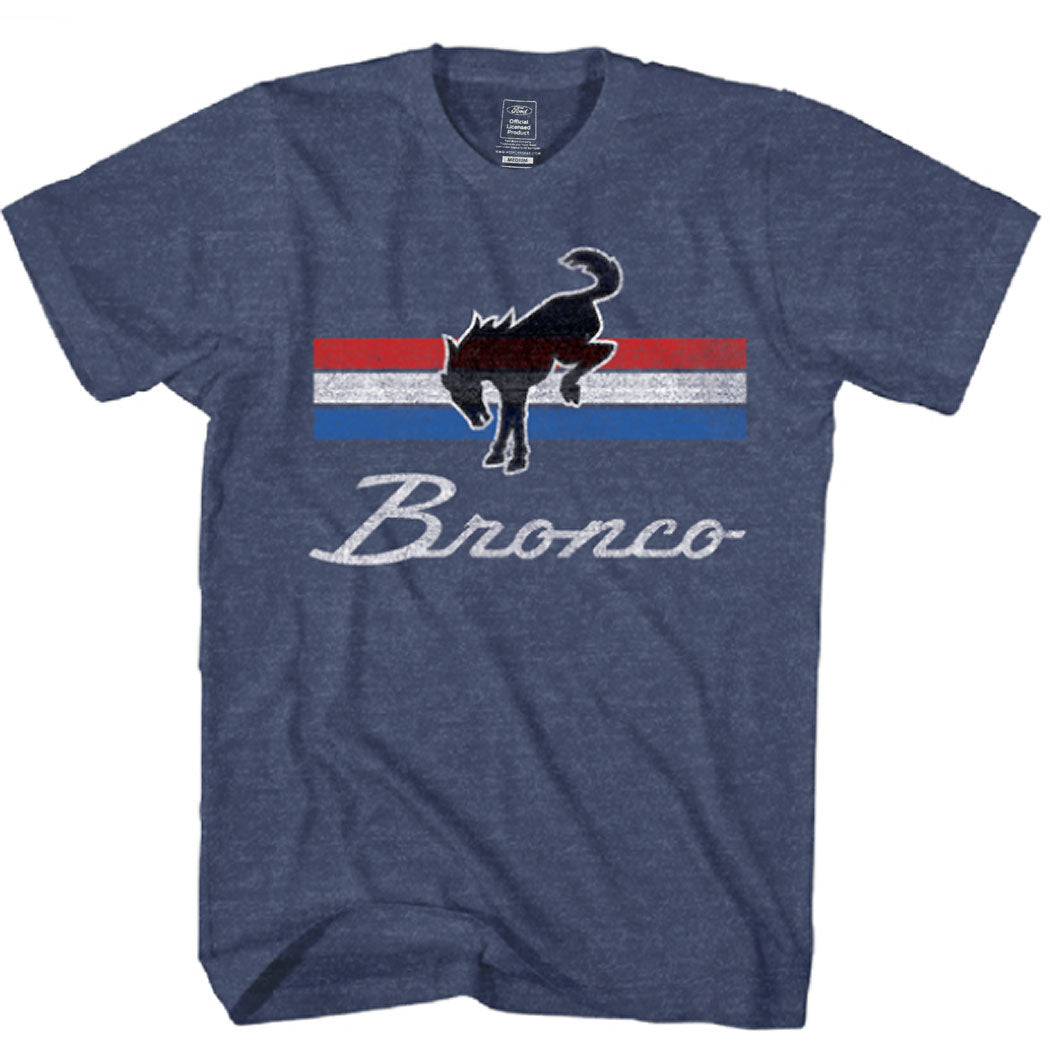 Ford Bronco Striped Distressed Logo T-Shirt Navy product image 1