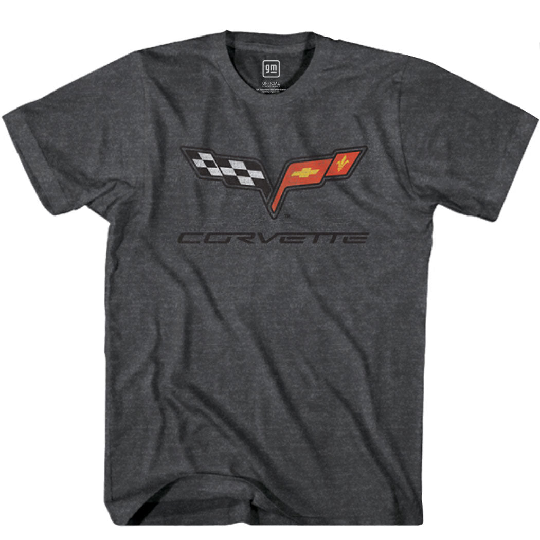 Chevrolet Corvette Crossed Flags Vintage Logo T-Shirt product image 1