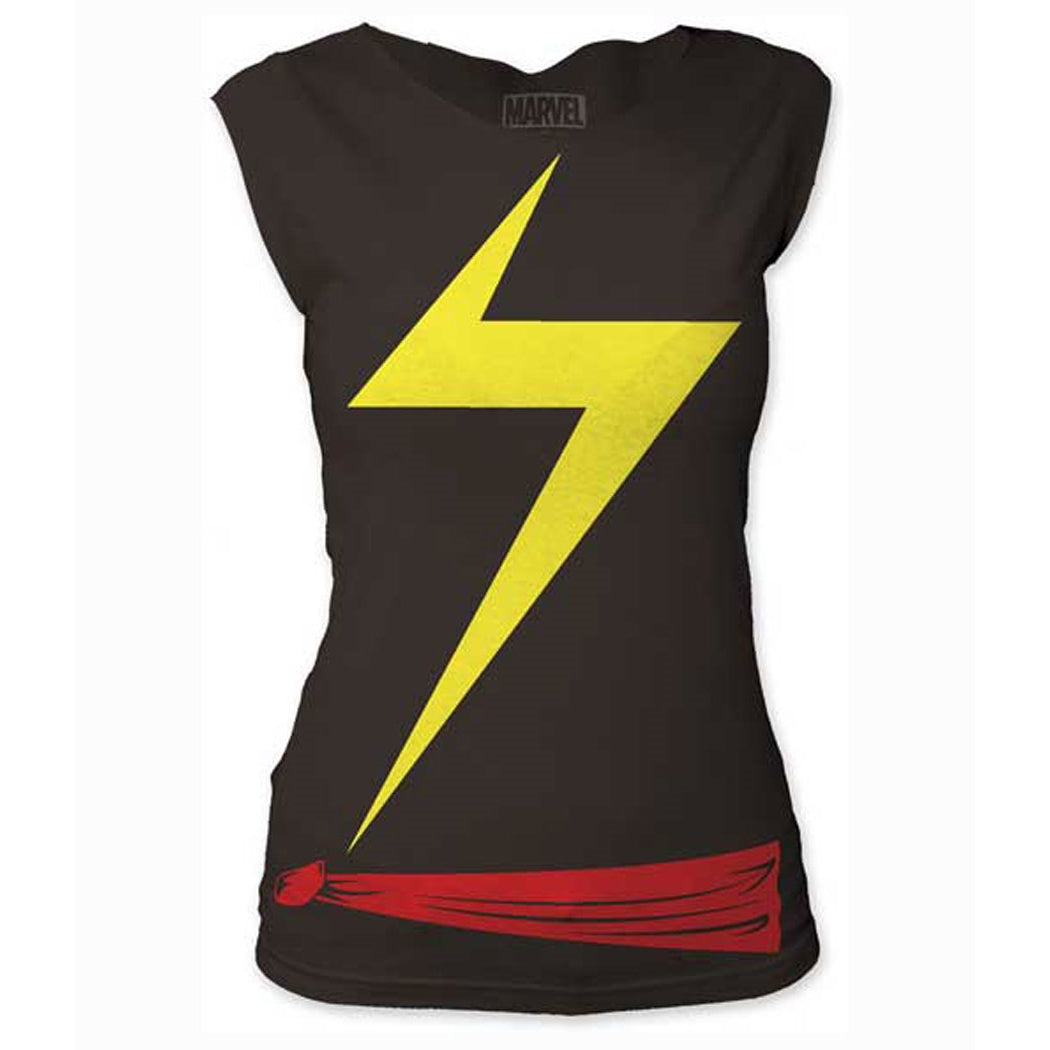 Ms. Marvel Suit Junior Women's Cut T-Shirt product image 1