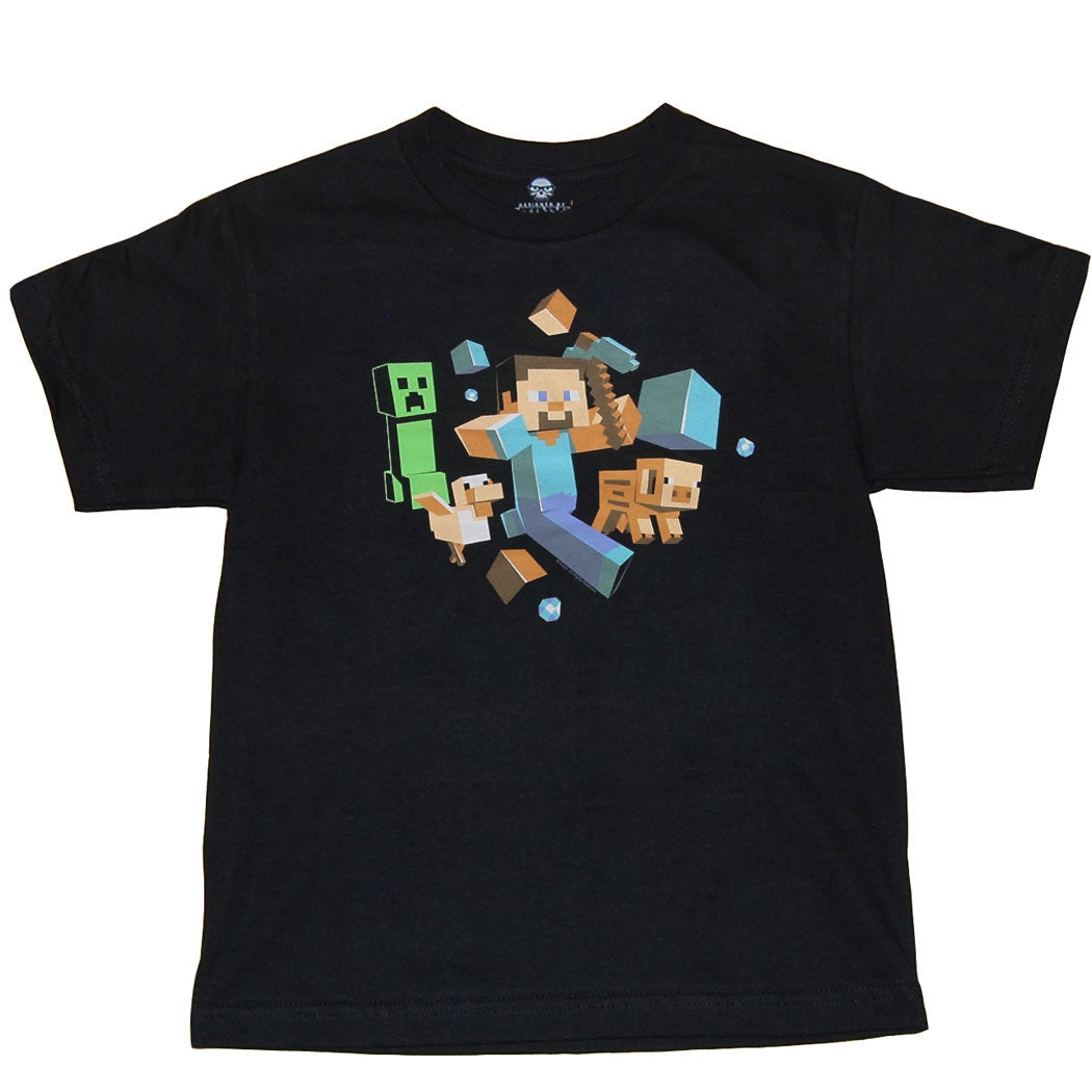 Minecraft Run Away Steve Youth Kids T-Shirt product image 1