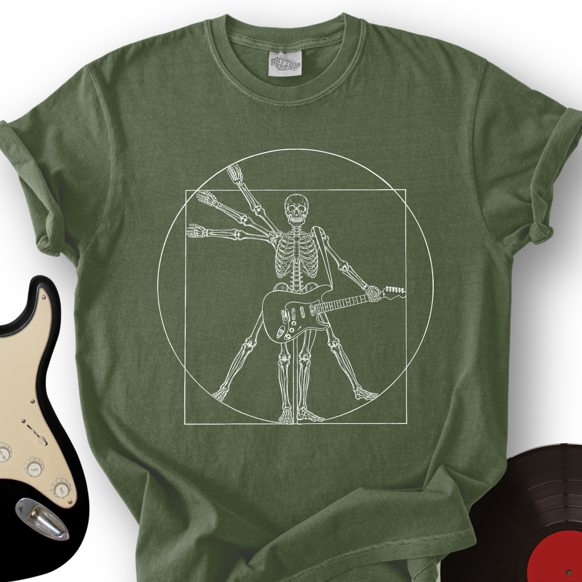 Vitruvian Guitar Skeleton T-Shirt product image 4