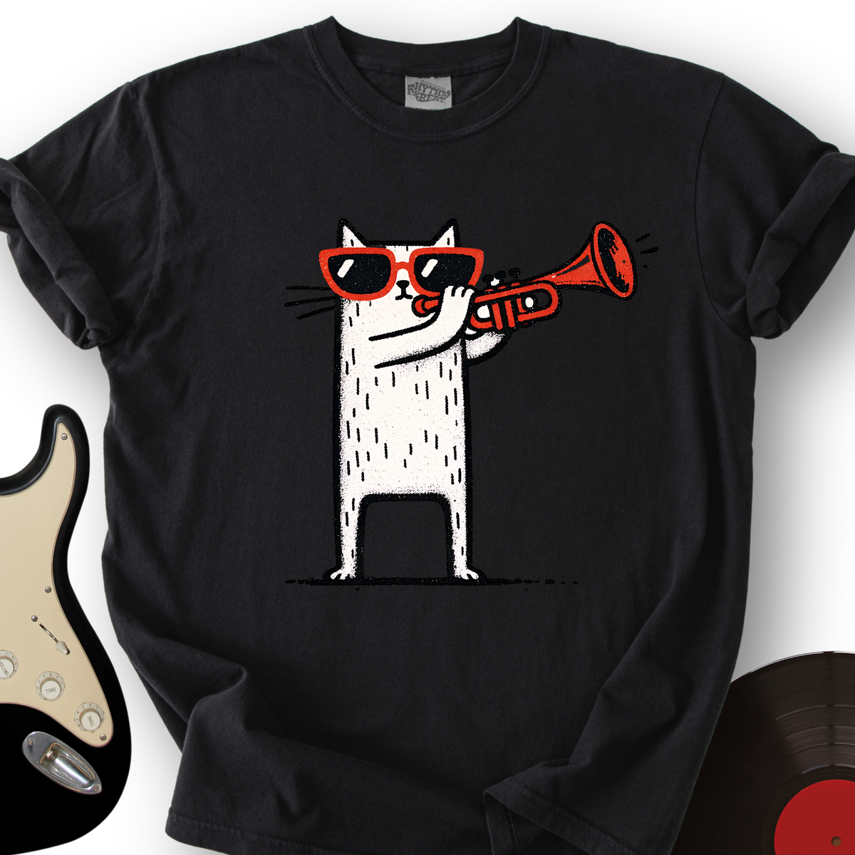 Blocky Cat Trumpet T-Shirt product image 1