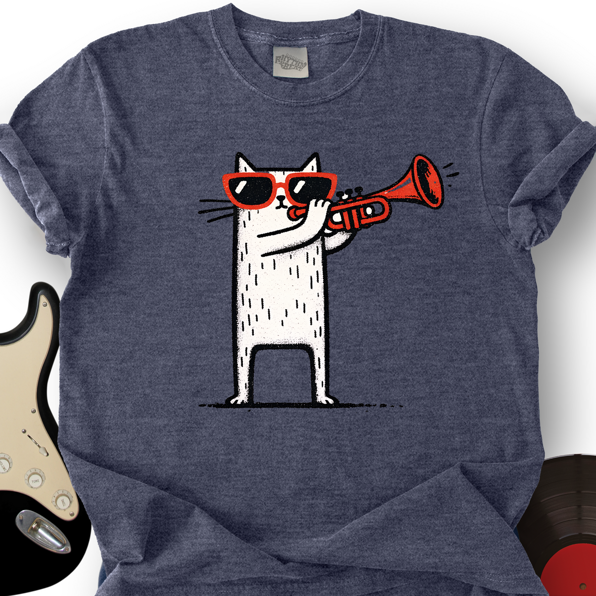 Blocky Cat Trumpet T-Shirt product image 3