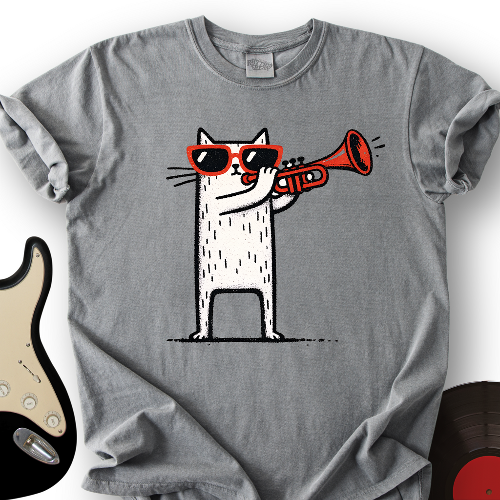 Blocky Cat Trumpet T-Shirt product image 7