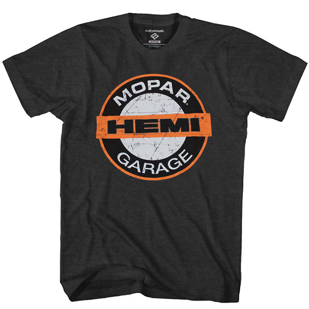 Mopar Hemi Garage Distressed Logo T-Shirt Charcoal product image 1