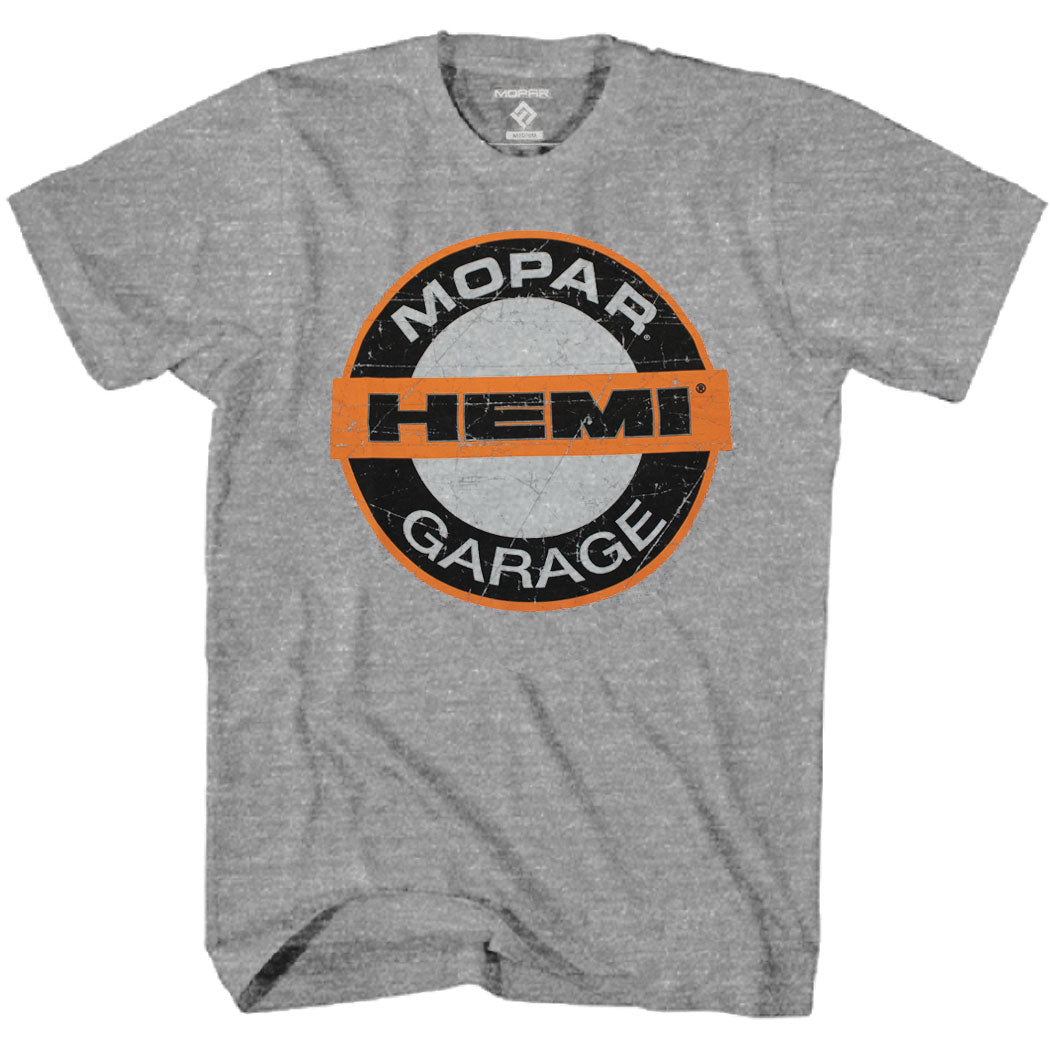 Mopar Hemi Garage Distressed Logo T-Shirt Grey product image 1